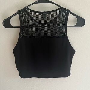 Forever 21 Black Mesh Crop Top